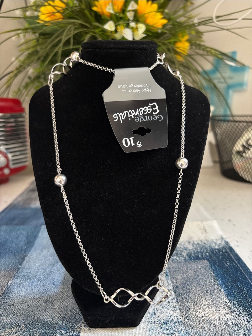 George Silver-Tone Infinity Bead Necklace
